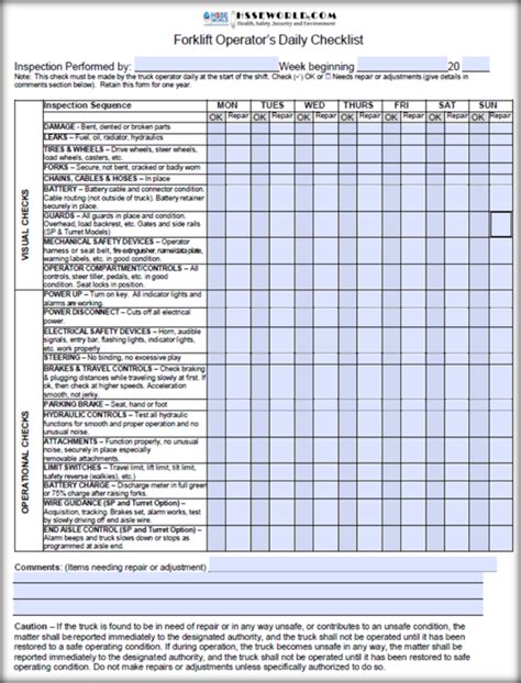 Forklift Checklist Book Safety Guide Forklift Inspection Checklist | ubicaciondepersonas.cdmx.gob.mx