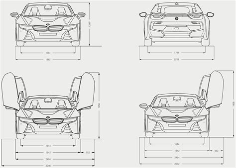 BMW i8 Blueprint - Download free blueprint for 3D modeling