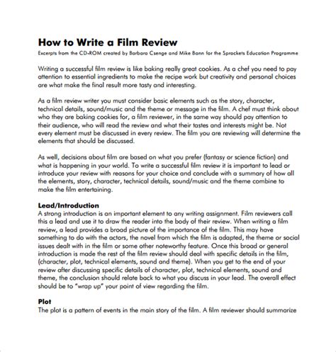 Sample Film Review Template - 8+ Free Documents Download in Word, PDF