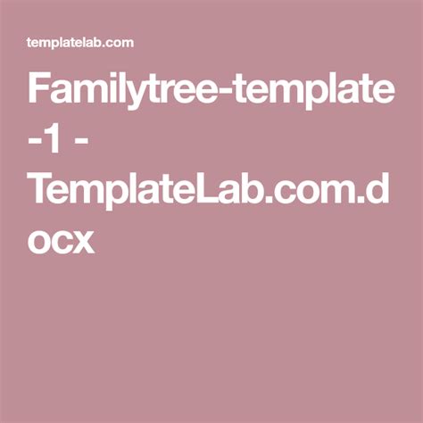 Familytree-template-1 - TemplateLab.com.docx Blank Family Tree, Family Tree Project, Family ...