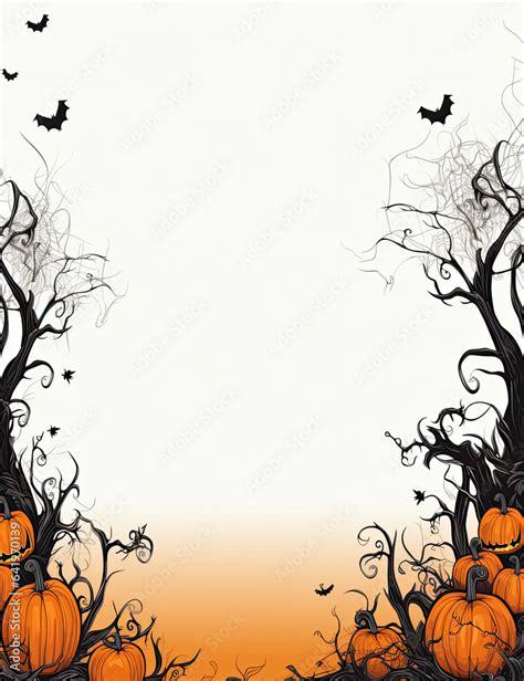 orange and black halloween border frame on plain white background Stock ...