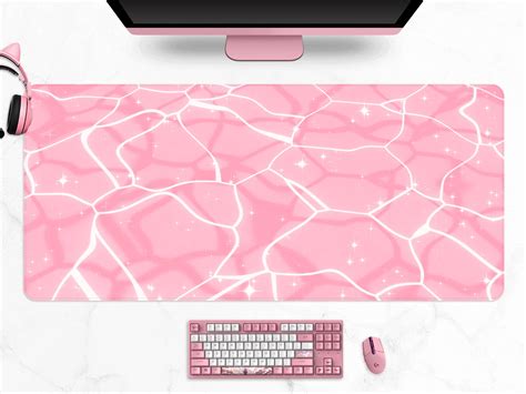 Kawaii Pink Mousepad Anime Aesthetics Waves Extra Large - Etsy