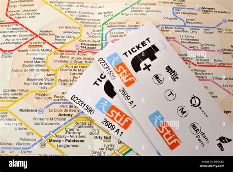 Single tickets on a plan of the Paris Metro, Paris, France, Europe Stock Photo - Alamy