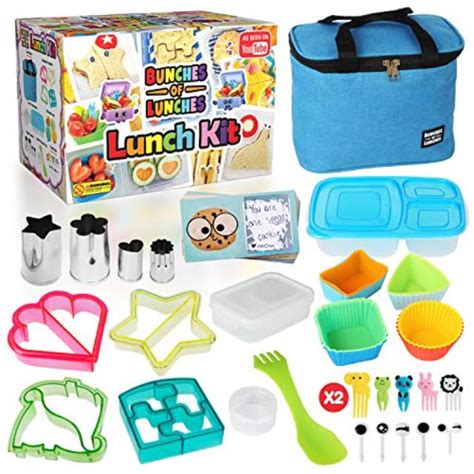 bunches of lunches bento box lunch kit for kids - insulated kids lunch box with fun sandwich and ...