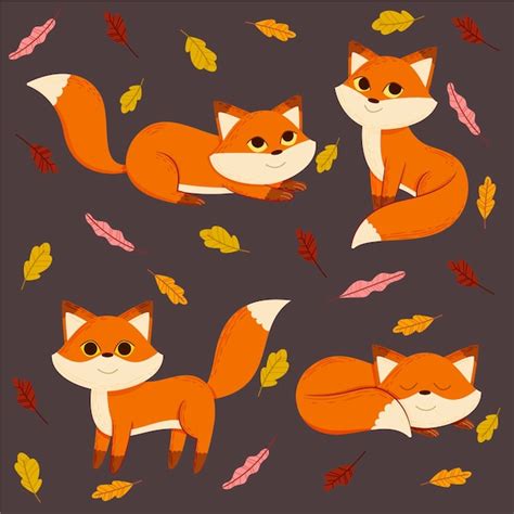 Premium Vector | Cartoon autumn animals collection