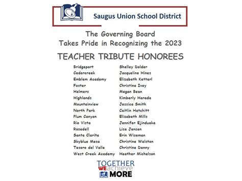 Awards & Recognitions News - Saugus Union School District