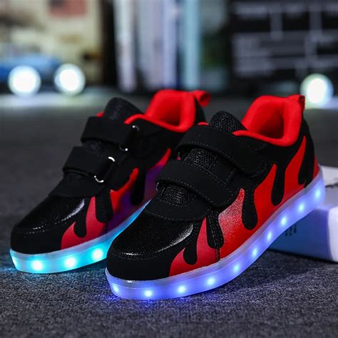 Fashion Children LED light up Shoes For Kids Sneakers Fashion USB Charging Luminous Lighted Boy ...