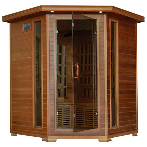 Radiant Saunas 4-Person Cedar Corner Infrared Sauna with 10 Carbon ...