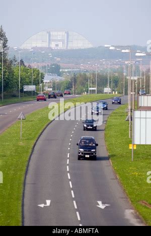 Central Milton Keynes road snow dome UK Stock Photo - Alamy