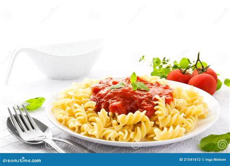 Pasta with tomato sauce stock photo. Image of sauce, meal - 21541612