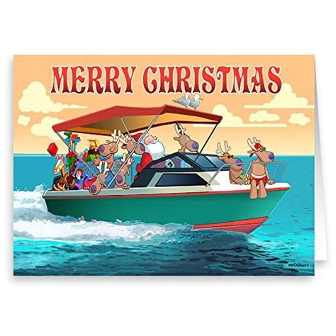 Merry Christmas - Boat Christmas Card - 18 Cards & Envelopes - Santa Nautical Delivery 60032 ...