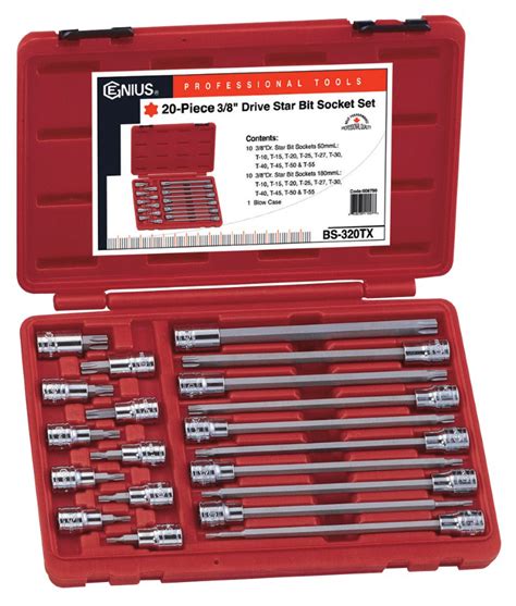 20 Piece 3/8" Dr. Star Bit Socket Set - Genius