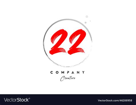 Red grey 22 number letter logo icon design Vector Image