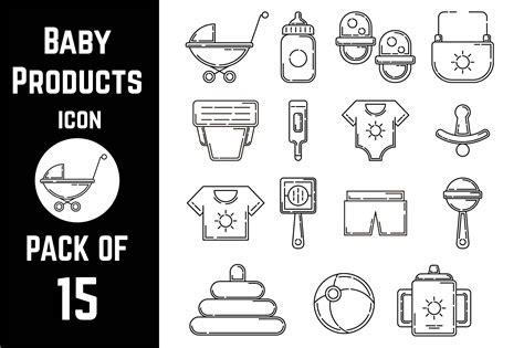 Baby Products icon pack bundle lineart vector template By GraphicHouse | TheHungryJPEG