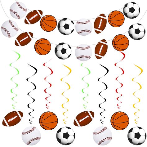 Buy 18 Pieces Sports Party Decorations Sports Themed Birthday Party Supplies 2 Pieces Sports ...