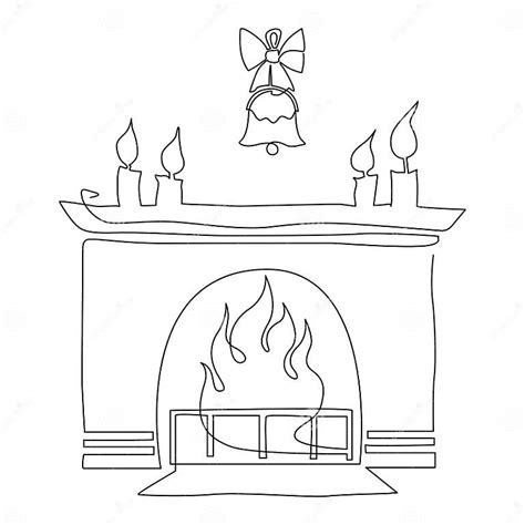 Stone Fireplace with a Burning Fire Inside. Traditional Decoration of the House for the New Year ...