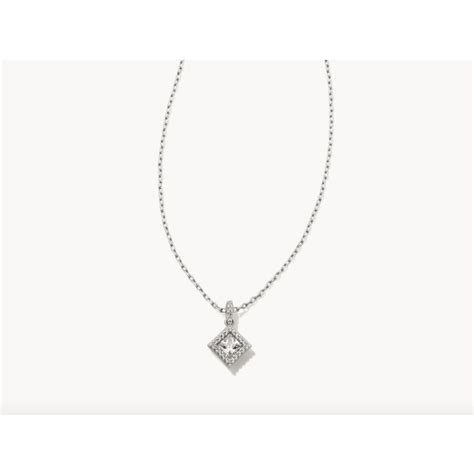 Kendra Scott Gracie Short Pendant Necklace - Silver White Crystal - Southbank Gift Company
