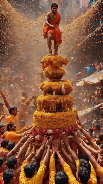 Premium Photo | Photograph of dahi handi festival in india