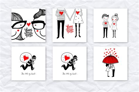 Doodle cute love couples (463340) | Illustrations | Design Bundles