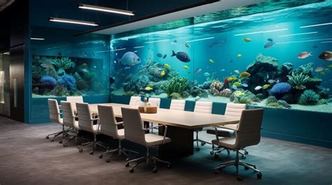 Premium Photo | Underwater conference table aquarium restaurant picture AI Generated art