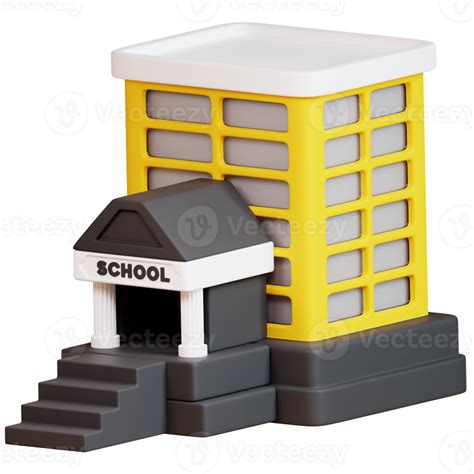 3D school building icon on transparent background 39833688 PNG