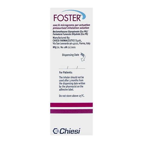 Order Chiesi Pharmaceuticals Foster Inhaler, 100/6mg, 120 Actuations ...