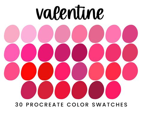 Valentine Procreate Color Palette Swatches, Instant Download - Etsy | Color palette challenge ...