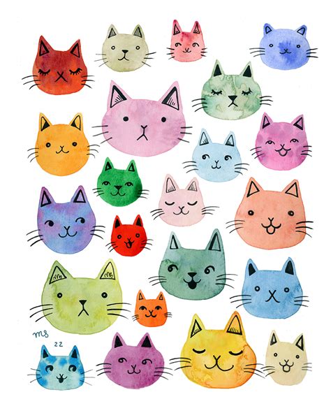 Rainbow of Cats drawing by Melissa Scheu | Doodle Addicts