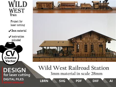 Wild West Railroad Train Station SVG Dxf LBRN Scale From - Etsy UK