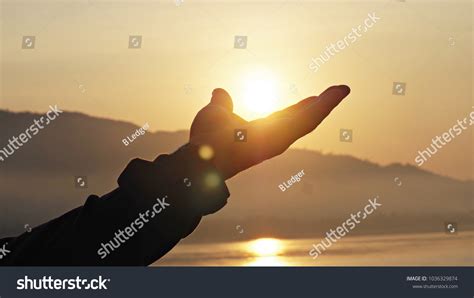 Man Hand Reaching Sun Morning Concept Stock Photo (Edit Now) 1036329874