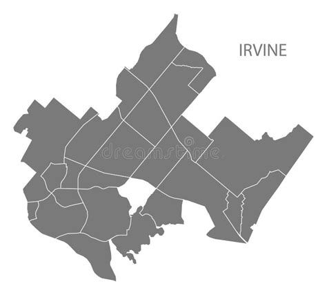 Irvine California City Map with Neighborhoods Grey Illustration Silhouette Shape Stock Vector ...