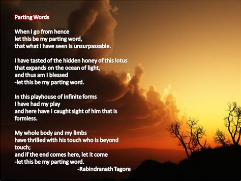 Rabindranath Tagore`s poem called "Parting Words" | Tagore quotes, Spiritual thoughts ...