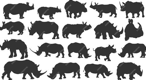 Premium Vector | Set of rhino silhouette