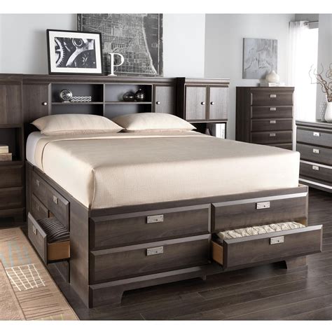 Buy Cypres Storage Bed with Bookcase Headboard Online & Reviews | Bedroom bed design, Sears ...