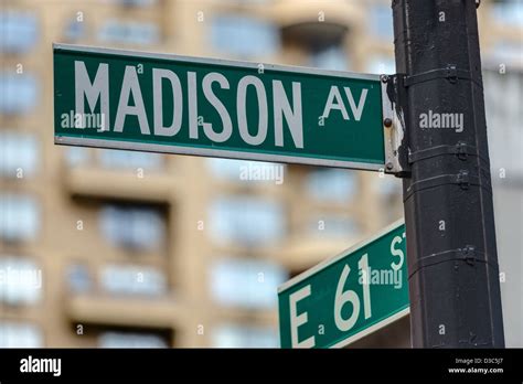 Madison Avenue Street Sign In New York City Manhattan District USA ...