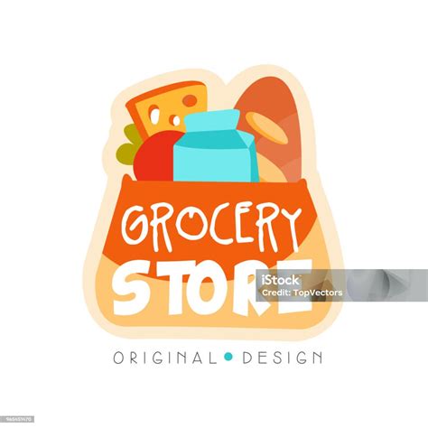 Template Desain Logo Toko Kelontong Ilustrasi Vektor Label Toko Makanan Segar Di Latar Belakang ...