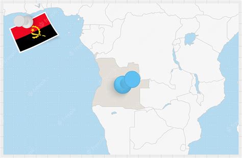 Premium Vector | Map of angola with a pinned blue pin pinned flag of angola