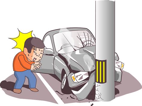 Traffic collision - Car hit a post clipart. Free download transparent .PNG | Creazilla