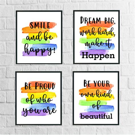 Inspirational Wall Poster Pack of 4 Multicolour A4 size Quotes ...