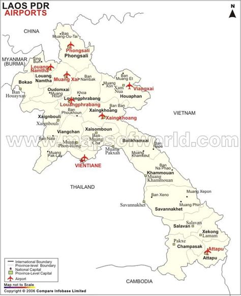 Airports in Laos, Laos Airports Map