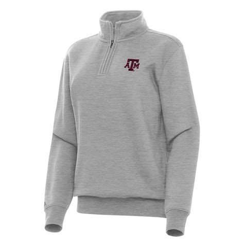 Women's Antigua Heather Gray Texas A&M Aggies Victory Quarter-Zip ...