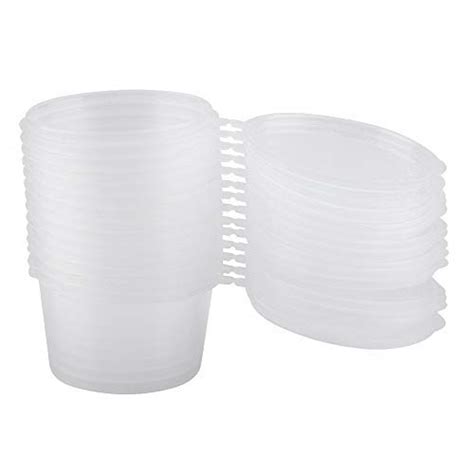 Amazon.com: 100Pcs 4OZ/100ML Plastic Sauce Cups with Attached Lids ...