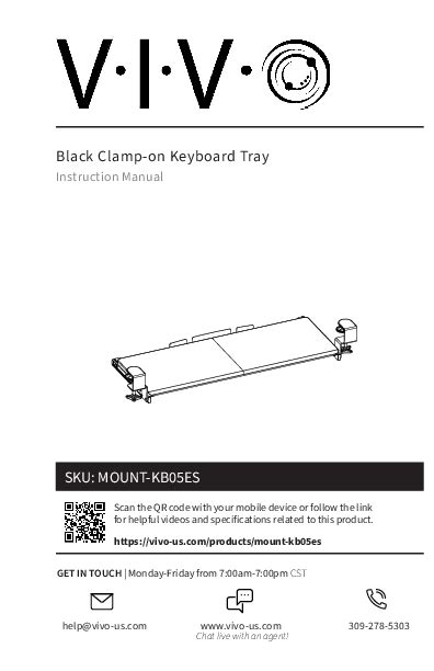 Black Clamp-on Keyboard Tray: Installation Manual, Parts, and Support ...