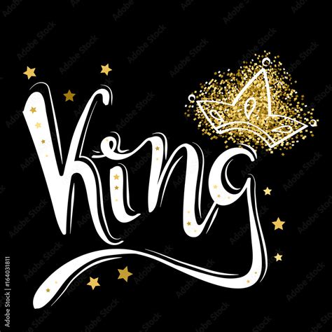 King logo template. King icon. Word of the king and the crown. Logo design. Hand lettering. T ...