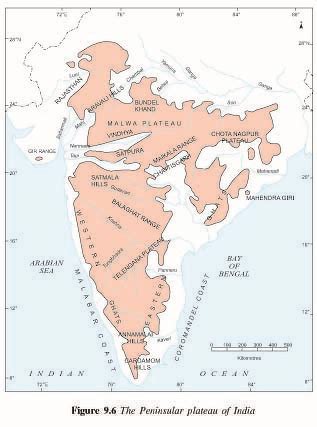 Where should we mark peninsular plateau on indian map showing its ...