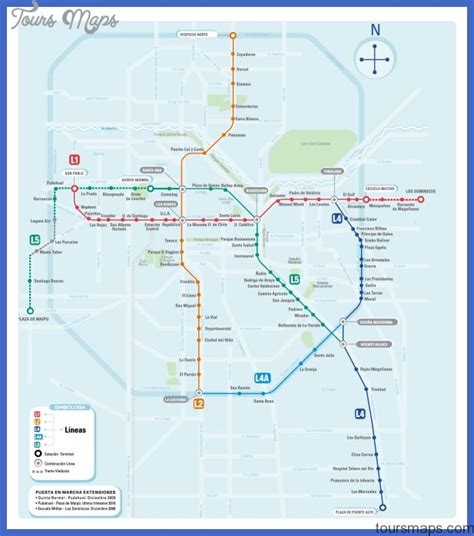 Santiago Metro Map - ToursMaps.com