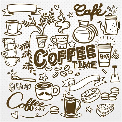 Coffee doodle concept - sketch illustration about coffee time. 7546773 ...