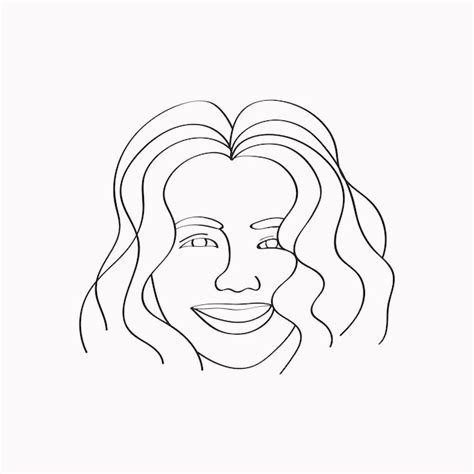 Premium Vector | Cute girl smile happy mood line art doodle hand drawn art