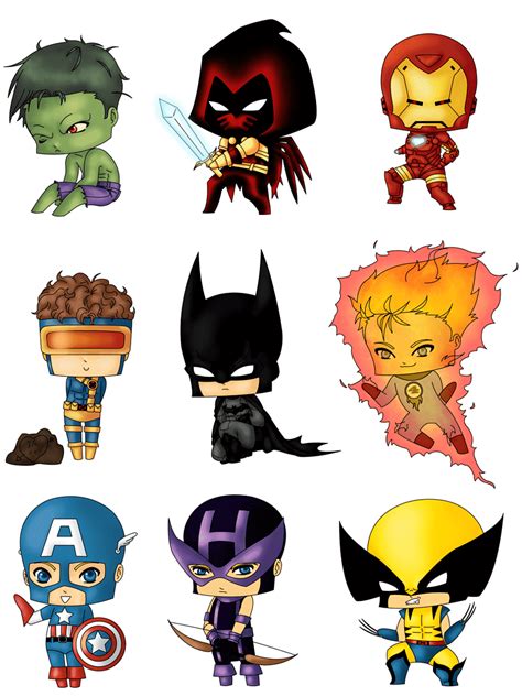 Assorted superheroes illustration, Flash Spider-Man Captain America Chibi Marvel Comics, Human ...