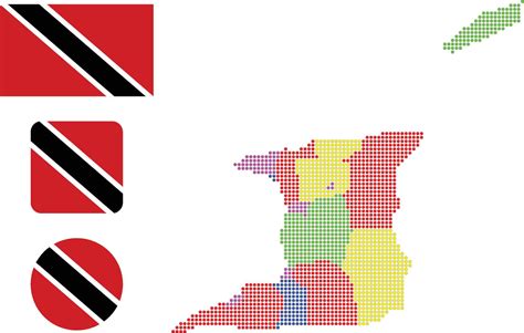 Trinidad and Tobago map and flag flat icon symbol vector illustration ...